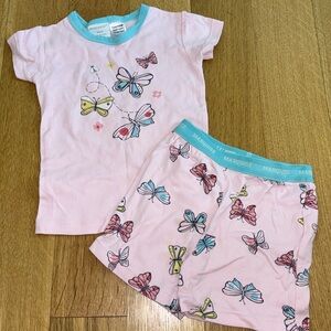 Marquise pink butterfly print shorts set